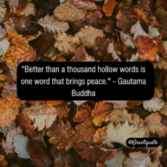 Buddha wisdom quote on mindfulness with dry leaves background.