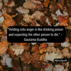 Buddha wisdom quote on mindfulness with dry leaves background.