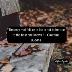 Buddha wisdom quote on mindfulness with dry leaves background.