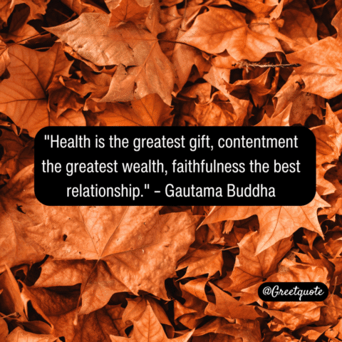 Buddha wisdom quote on mindfulness with dry leaves background.