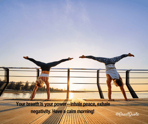 Good Morning yoga greets with nature scenery – start your day with mindfulness.